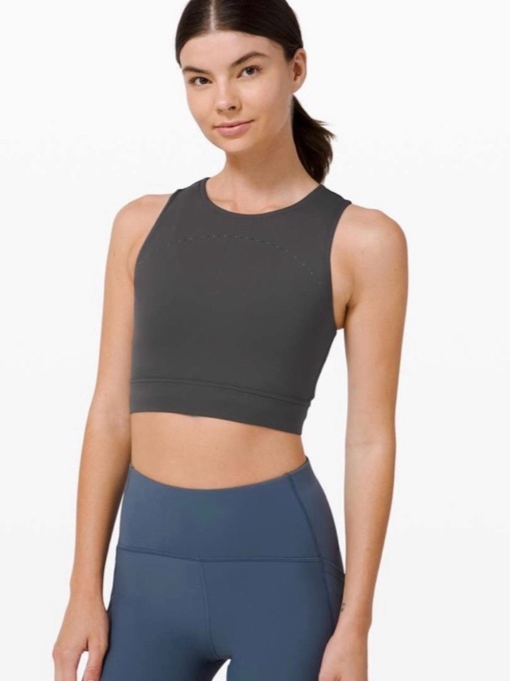 Lululemon Hotty Hot cropped tank in graphite grey